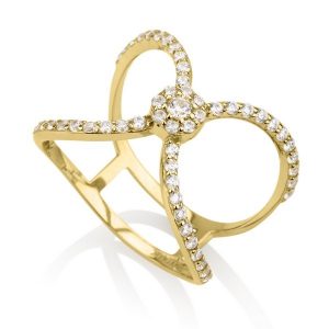 טבעת סלינה – זהב צהוב 14K - תכשיטי זהב - תכשיטי זהב מעובצים - תכשיטי זהב משובצים - טבעת זהב מעוצבת - טבעת זהב משובצת