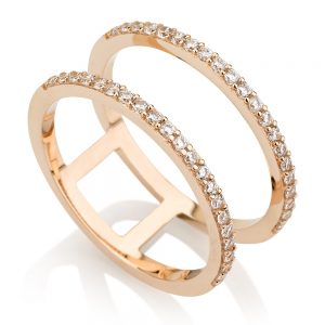 טבעת Emma – זהב ורוד 14K - תכשיטי זהב מעוצבים - תכשיטי זהב משובצים - טבעות זהב - טבעות שורה -טבעות פס - טבעות מעוצבות - טבעות משובצות