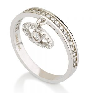 טבעת Evil Eye – זהב לבן 14K - תכשיטי זהב מעוצבים - תכשיטי זהב משובצים - טבעות זהב - טבעות מעוצבות - טבעות משובצות
