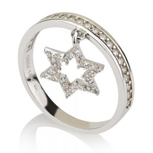 טבעת David Star – זהב לבן 14K - תכשיטי זהב מעוצבים - תכשיטי זהב משובצים - טבעות זהב - טבעות זהב מעוצבות - טבעות זהב משובצות