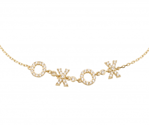 צמיד XO – זהב צהוב 14K- תכשיטי זהב מעוצבים - תכשיטי זהב משובצים - צמידי זהב - צמידי זהב עדינים - צמידי זהב מעוצבים - צמידי זהב משובצים