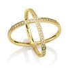 טבעת פקטור White Stones – זהב צהוב 14K - טבעות זהב - טבעת איקס - טבעות מעוצבות