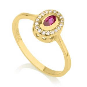 טבעת אלכסה פוקסיה - זהב צהוב 14K
