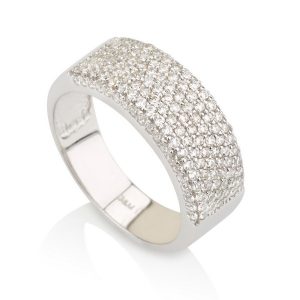 טבעת אדריאנה ווליום- זהב לבן 14K- טבעת זהב משובצת