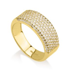 טבעת אדריאנה ווליום- זהב צהוב 14K- טבעת 5 שורות