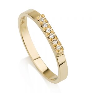 טבעת חותם יהלומים- זהב 14K