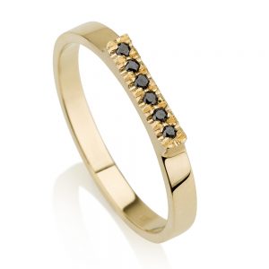 טבעת חותם יהלומים Negro - זהב 14K