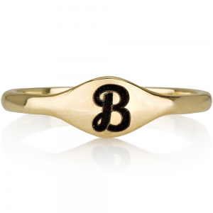 טבעת חריטה חותם וינטג' -  זהב 14K