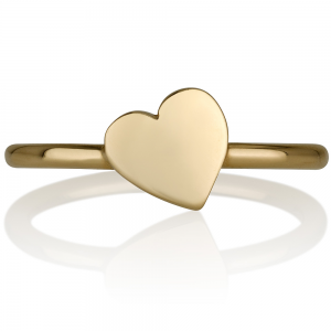 טבעת זהב לב נטוי - זהב צהוב 14K