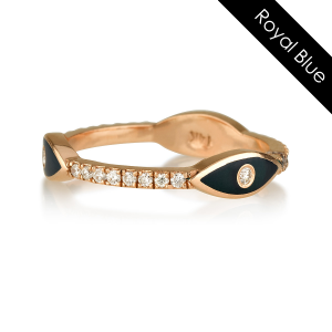 טבעת יהלומים ואמייל טריפל Eye - זהב 14K