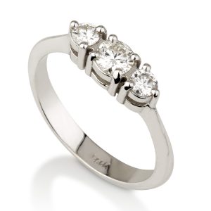 טבעת יהלומים - טבעות שלישיית יהלומים-14K