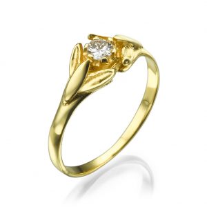 טבעת יהלום אלה - טבעת זהב 14K