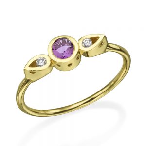 טבעת צ'ויס אמטיסט  - זהב 14K
