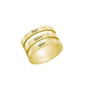 טבעת חריטה חישוק תלת- זהב 14K