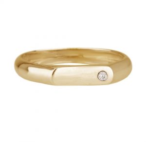 טבעת חריטה חותם עם יהלום - זהב 14K